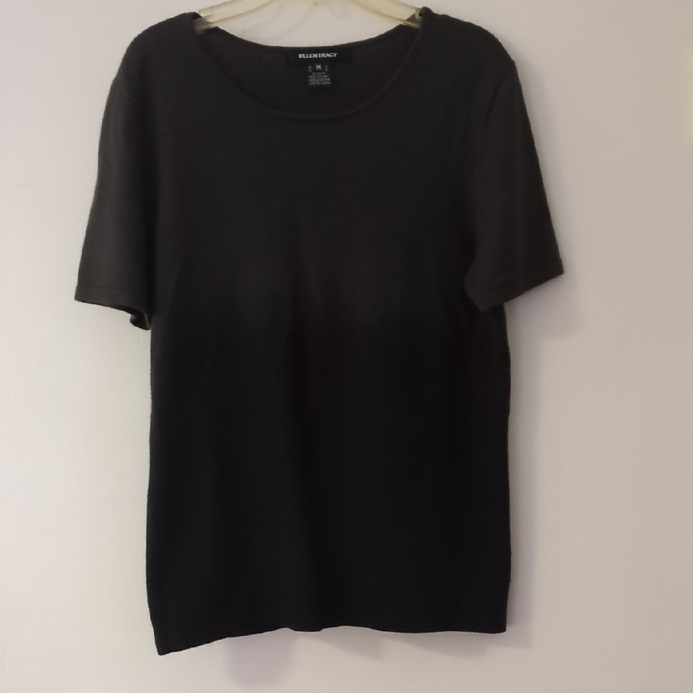 Ellen Tracy Cashmere Brown Short Sleeve Top